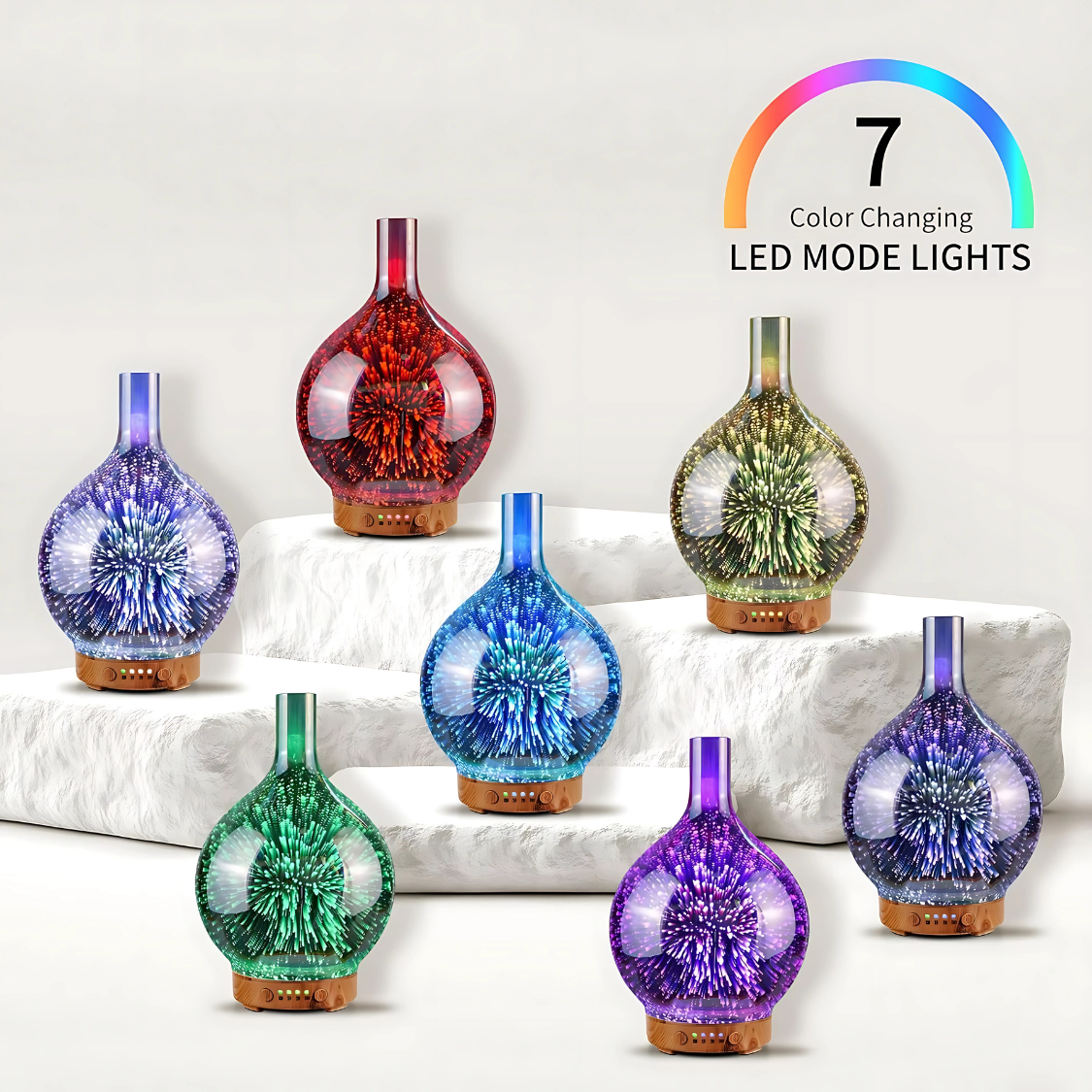 Humidificador de Vidrio con Luz de 7 Colores