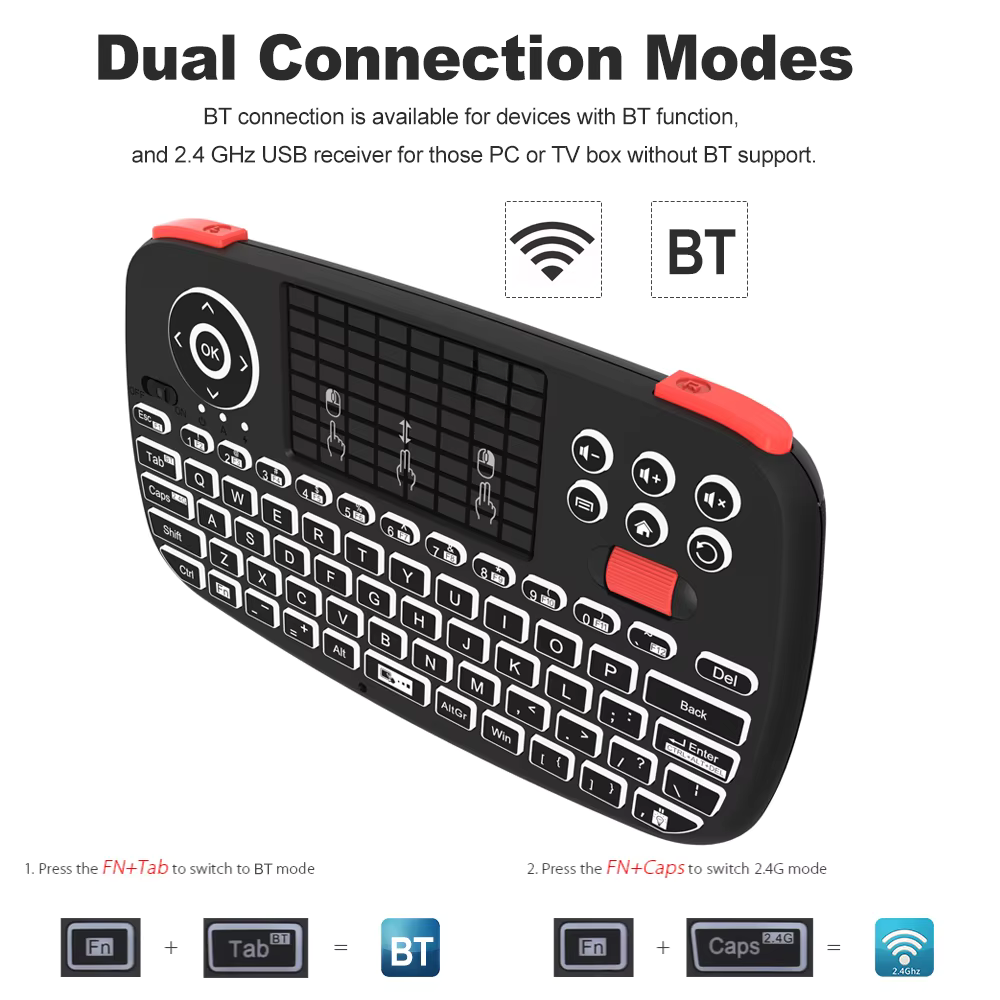 Mini Teclado Inalámbrico con Touchpad y Conexión Dual