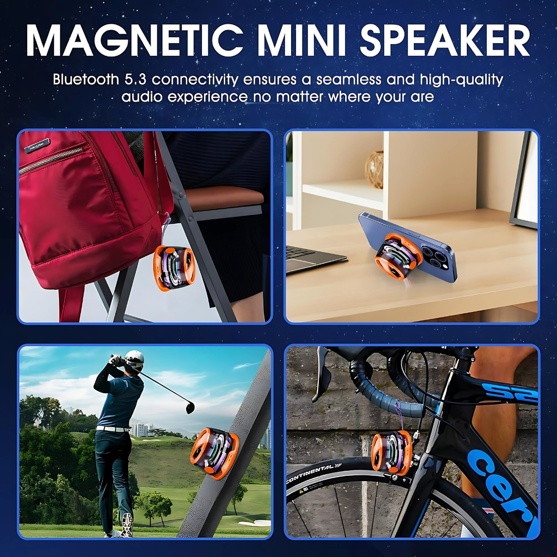 Mini Altavoz Bluetooth Magnético con Luces RGB