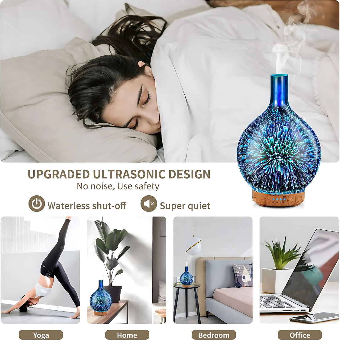 Humidificador de Vidrio con Luz de 7 Colores