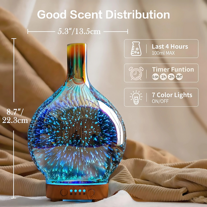 Humidificador de Vidrio con Luz de 7 Colores