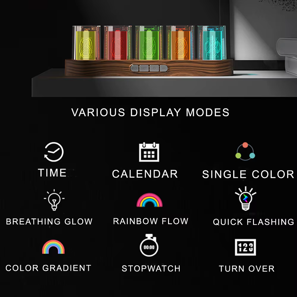 Reloj Digital de Tubos Nixie con Iluminación RGB