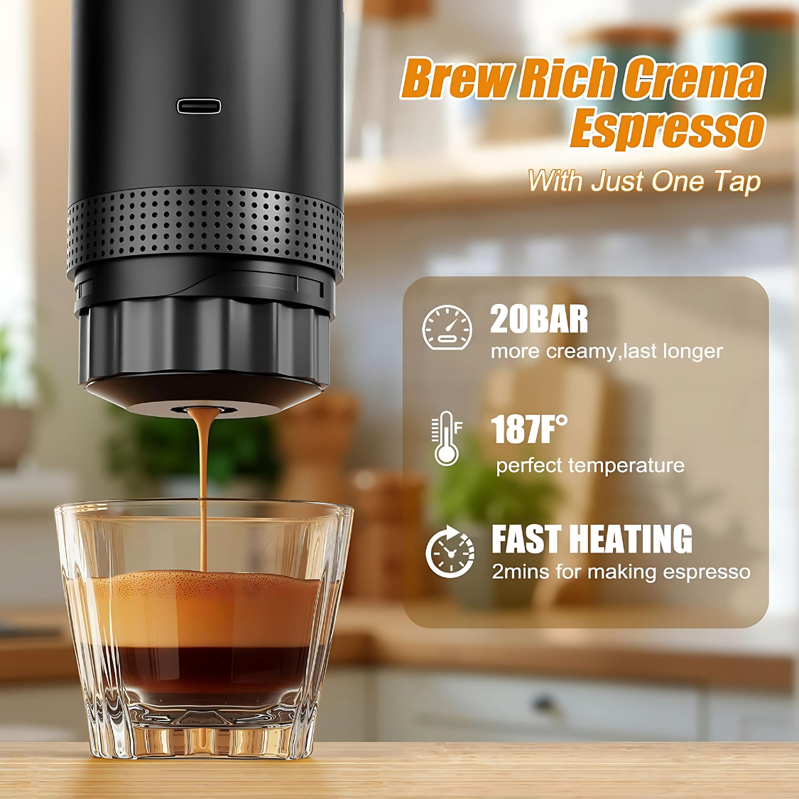 Cafetera Espresso Portátil 20 Bares