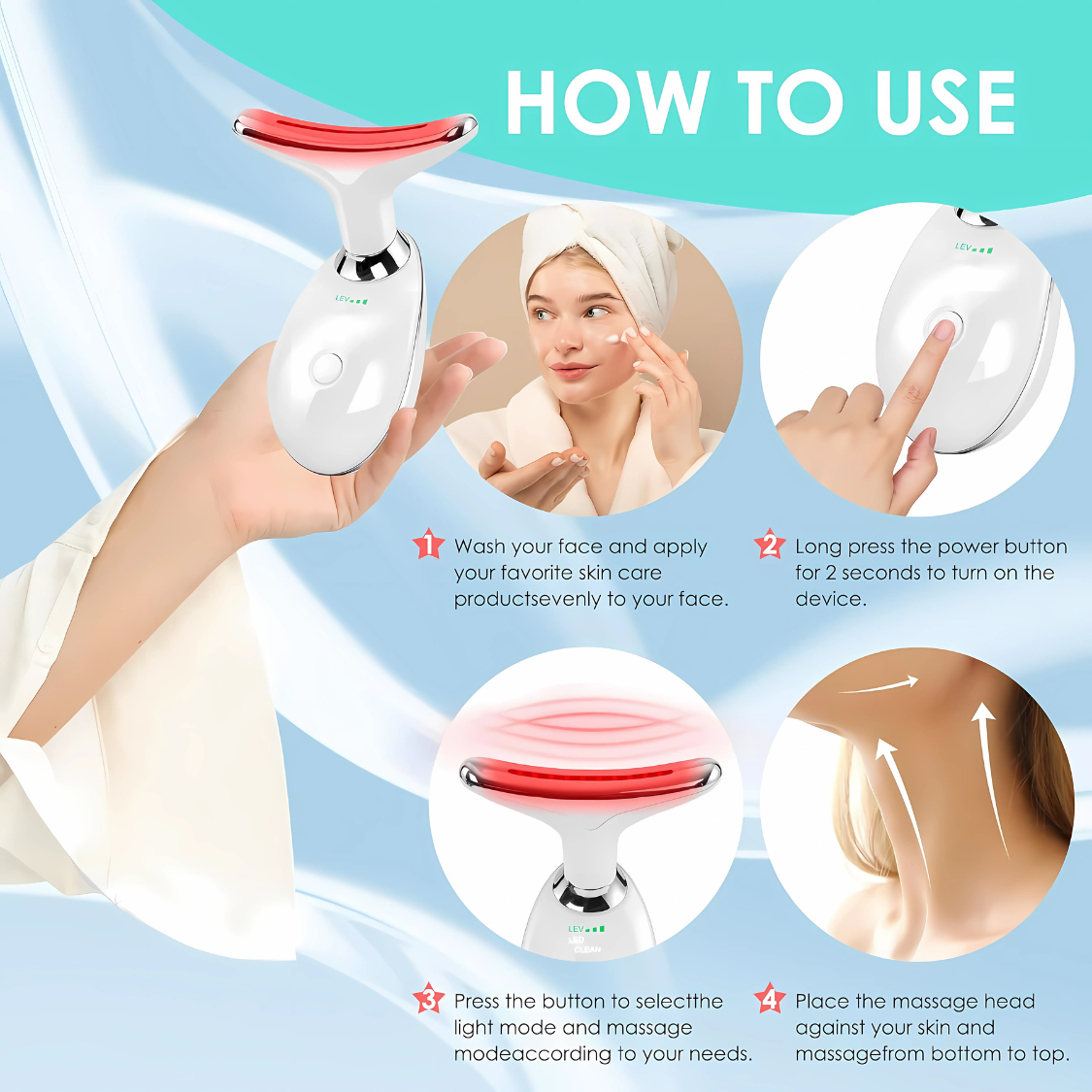 Dispositivo Reafirmante 6-en-1 para Cuello y Rostro