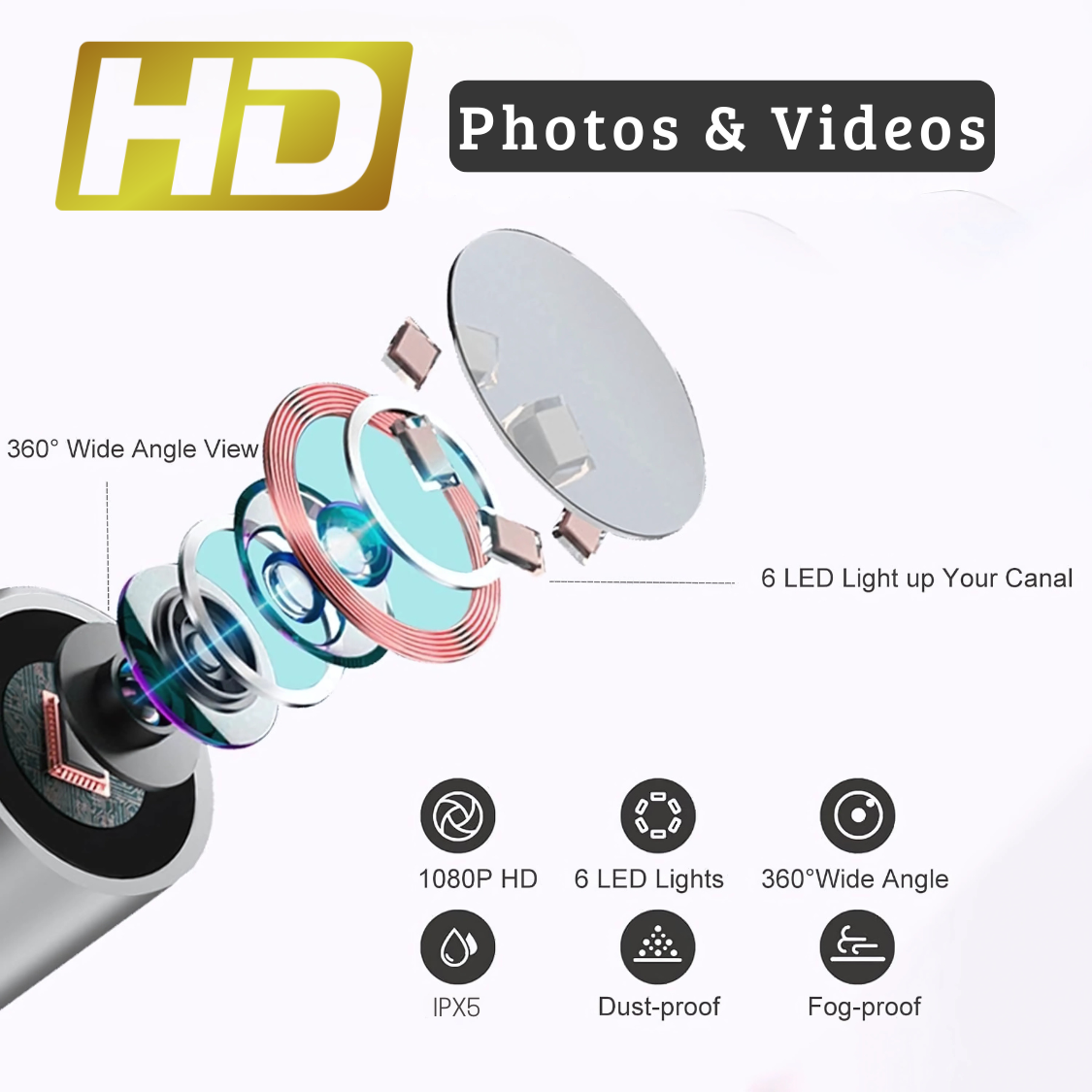 Limpiador de Oídos con Cámara HD y Luz LED
