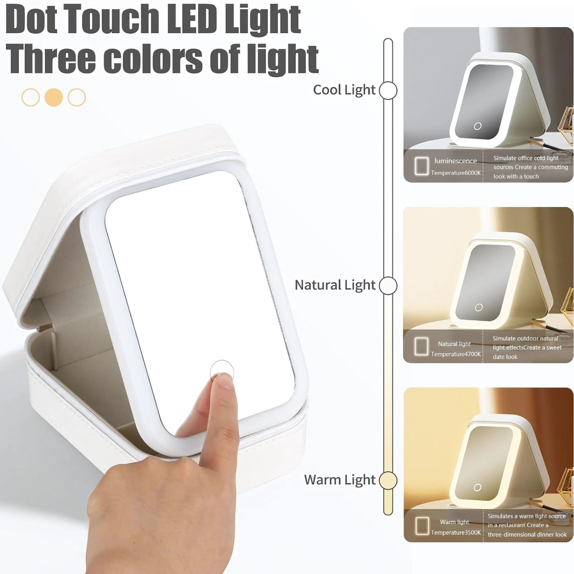 Neceser Espejo LED de Viaje con Almacenamiento