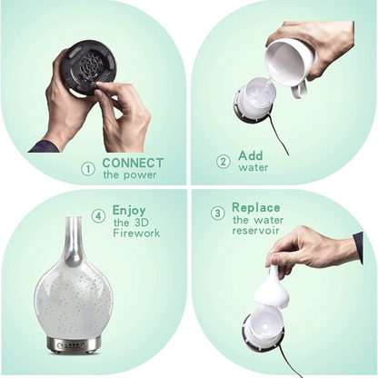 Humidificador de Vidrio con Luz de 7 Colores